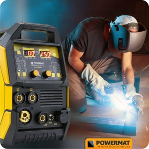 Powermat MIGOMAT SYNERGIA SPAWARKA INWERTOROWA 5W1 MIG MAG MMA PLAZMA TIG FLUX 250A 15