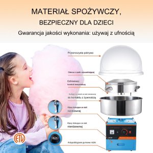 Maszynka do waty cukrowej Vevor Elektryczna Maszyna do Waty Cukrowej Niebieska 3