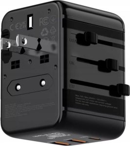 Verk Przejściówka Wtyczka Gniazdo Adapter Podróżny USA UK EU 2x USB 1x USB-C 20W 9
