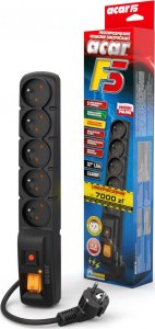 Listwa zasilająca Acar F5 przeciwprzepięciowa 5 gniazd 1.5 m czarna (W0099) 2