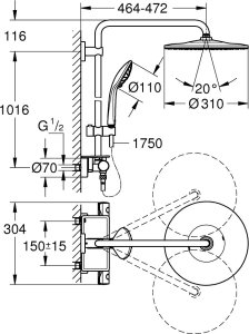 Zestaw prysznicowy Grohe Euphoria 310 brusesystem term. 9,5l 2