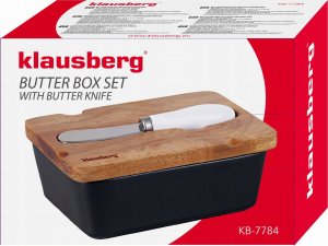 PORCELANOWA MASELNICZKA Z NOŻYKIEM POKRYWKA AKACJA KLAUSBERG KB-7784 CZARNA 4