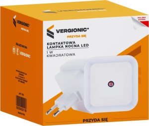 Lampka wtykowa do gniazdka VERGIONIC Kontaktowa lampka nocna LED 6,5x6,5cm 220V z czujnikiem zmierzchu 13
