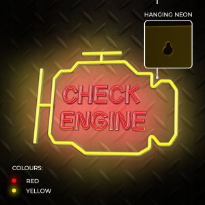 Dekoracja świąteczna ATL Neon PLEXI LED CHECK ENGINE yellow red NNE21 Neolia 6