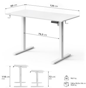 Biurko SENSE7 NOJO LIGHT Białe 120 cmx60 cm 9