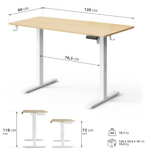 Biurko SENSE7 NOJO LIGHT Jasnobrązowo-Białe 120 cmx60 cm 9