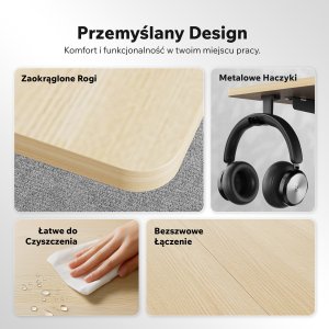 Biurko SENSE7 NOJO LIGHT Jasnobrązowo-Czarne 140 cmx70 cm 7