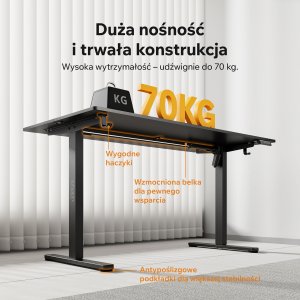 Biurko SENSE7 NOJO LIGHT Czarne 140 cmx70 cm 4