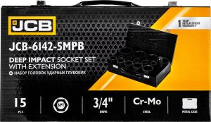 JCB Zestaw nasadek udarowych głębokich 3/4" 14el. (6-kątnych) (17-65mm) 4