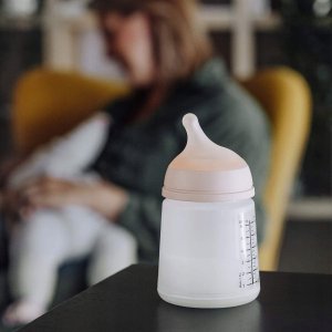 Nuby 304755-BUTELKA 180ML/SMOCZEK SILIKON WOLNY PRZEPŁYW/UZUPEŁNIENIE KARMIENIA PIERSIĄ/ZERO ZERO 18