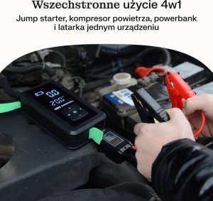 Kompresor samochodowy Green Cell Greencell PowerBoost Air / Rozrusznik / Powerbank do samochodu z kompresorem 8000mAh 1000A Urządzenie rozruchowe 17