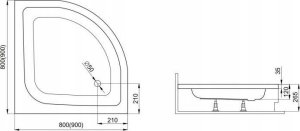Brodzik Polimat Brodzik pod obudowę 80x80x12 PAKO 3