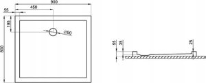 Brodzik Polimat Brodzik posadzkowy 120x80x3x5,5 GOLIAT 12