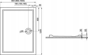 Brodzik Polimat Brodzik posadzkowy 120x80x3x5,5 GOLIAT 14
