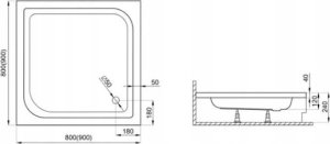 Obudowa brodzika Polimat Obudowa brodzika 90x90x12 - wys. 20 cm TENOR 3