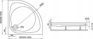 Obudowa brodzika Polimat Obudowa brodzika 90x90x5 - wys. 15 cm NOWY STYL 3