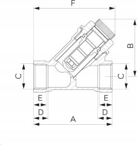 Ferro Filtr skośny siatkowy z magnesem,nakrętno-nakrętny, DN15, G1/2 3