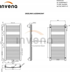 Invena Towel dryer INVENA, 1200 x 540 mm, steel, black 6