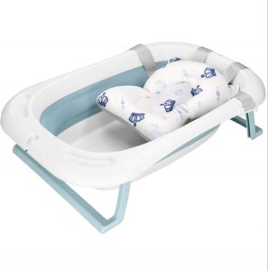 Springos Wanienka dla dzieci składana 35 L dla niemowląt, z termometrem i poduszką biało-niebieska UNIWERSALNY 15