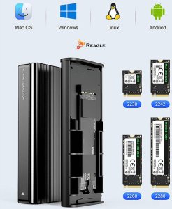 Kieszeń Reagle OBUDOWA KIESZEŃ NA DYSK SSD NVME PCIe M.2 USB-C 4.0 Thunderbolt 4, 40 Gb/s 2