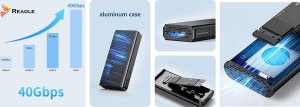 Kieszeń Reagle OBUDOWA KIESZEŃ NA DYSK SSD NVME PCIe M.2 USB-C 4.0 Thunderbolt 4, 40 Gb/s 5