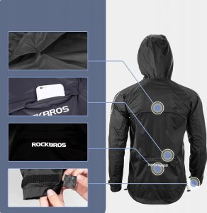 RockBros Kurtka rowerowa przeciwdeszczowa oddychająca wiatroodporna XXL - czarna ROCKBROS 6