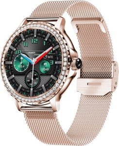 Smartwatch Giewont Smartwatch Damski Veltori VT320-1 Złota Bransoleta + Różowy Pasek Silikonowy 2