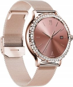 Smartwatch Giewont Smartwatch Damski Veltori VT320-1 Złota Bransoleta + Różowy Pasek Silikonowy 4