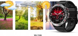 Smartwatch Gino Rossi Smartwatch Veltori VT110-1 Czarny Pasek Silikonowy 12
