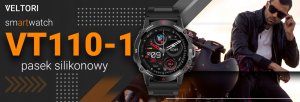 Smartwatch Gino Rossi Smartwatch Veltori VT110-1 Czarny Pasek Silikonowy 5