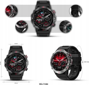 Smartwatch Gino Rossi Smartwatch Veltori VT110-1 Czarny Pasek Silikonowy 6