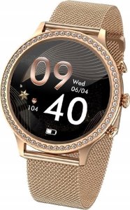 Smartwatch Giewont Smartwatch Damski Veltori VT310-1 Złota Bransoleta + Różowy Pasek Silikonowy 2
