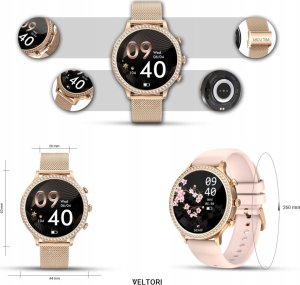 Smartwatch Giewont Smartwatch Damski Veltori VT310-1 Złota Bransoleta + Różowy Pasek Silikonowy 7