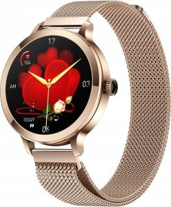 Smartwatch Giewont Smartwatch Damski Veltori VT340-1 Złota Bransoleta + Różowy Pasek Silikonowy 2