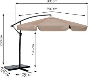 Plonos Parasol ogrodowy składany 6 segmentowy 350 cm z pokrowcem PL-880 4