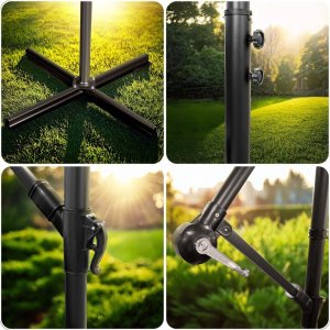 Plonos Parasol ogrodowy składany 6 segmentowy 350 cm z pokrowcem PL-880 9