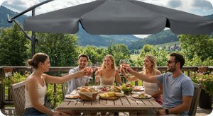 Plonos Parasol ogrodowy składany 6 segmentowy 350 cm z pokrowcem PL-880 10