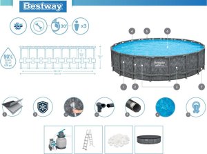 Bestway APX365 Basen stelażowy 610x 132cm pompa drabinka 561KE 9