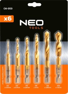 Neo Zestaw wierteł gwintujących HSS TiN, M3 - M10, Hex, 6 szt. 9