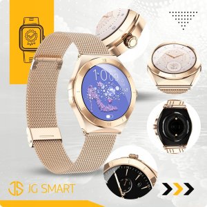 Smartwatch JG Smart SMARTWATCH ZEGAREK DAMSKI ROZMOWY MENU PL WODOODPORNY AMOLED ZDROWIE 3paski 9