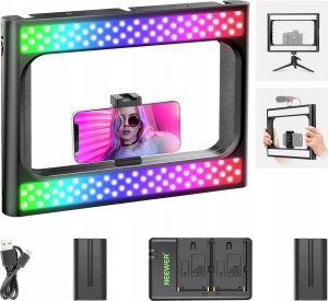 Neewer Lampa LED 20W RGB Klatka GRIP Uchwyt Telefon ISO 1/4 Sterowanie Bluetooth / A111 8