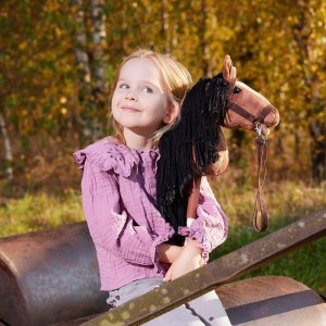 Tootiny Koń na kiju Hobby Horse HOPPIHORSE A4 Bay - ciemny brąz, maść gniada 9