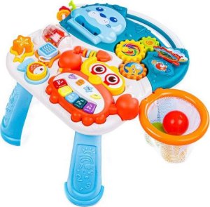 LeanToys Chodzik, Pchacz, Stolik Edukacyjny 2w1 Koszykówka Niebieski 4