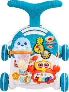 LeanToys Chodzik, Pchacz, Stolik Edukacyjny 2w1 Koszykówka Niebieski 7