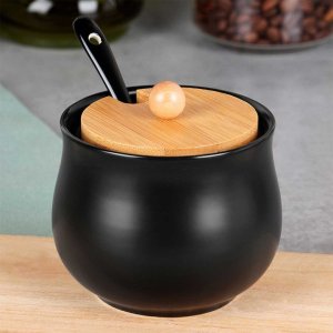 Vilde CUKIERNICA CUKIERNICZKA CERAMICZNA Z ŁYŻECZKĄ CZARNA 139683 5