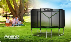 Trampolina ogrodowa Neo-Sport NeoSport Trampolina ogrodowa 10ft/312cm z siatką zewnętrzną i drabinką 7