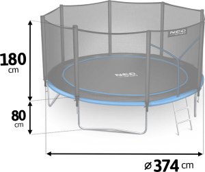 Trampolina ogrodowa Neo-Sport NeoSport Trampolina ogrodowa 12ft/374cm z siatką zewnętrzną i drabinką 3