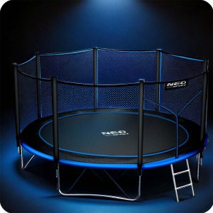 Trampolina ogrodowa Neo-Sport NeoSport Trampolina ogrodowa 12ft/374cm z siatką zewnętrzną i drabinką 5