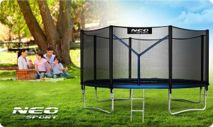 Trampolina ogrodowa Neo-Sport NeoSport Trampolina ogrodowa 12ft/374cm z siatką zewnętrzną i drabinką 7