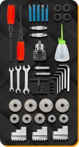 Powermat MINI TOKARKA STOŁOWA DO METALU DREWNA OBRABIARKA 0-2500 obr./min +AKCESORIA 4